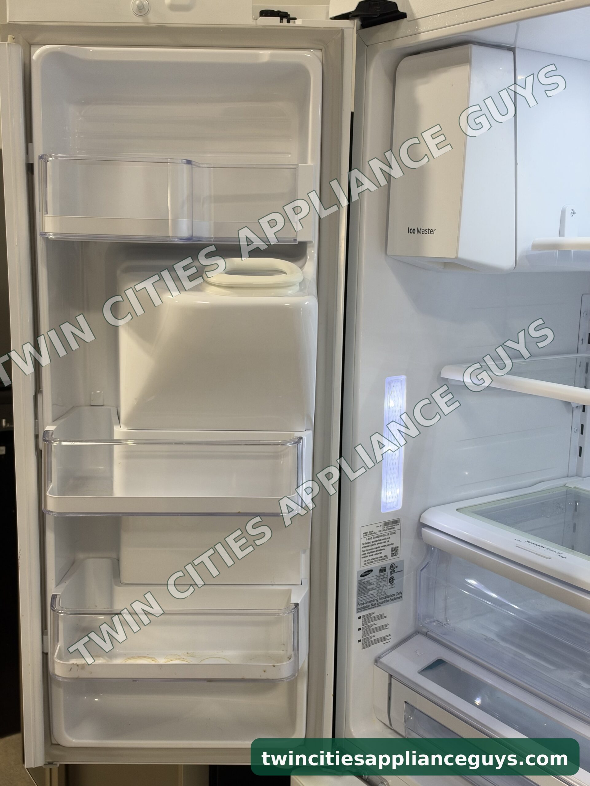Samsung refrigerator bottom freezer drawer pulled open